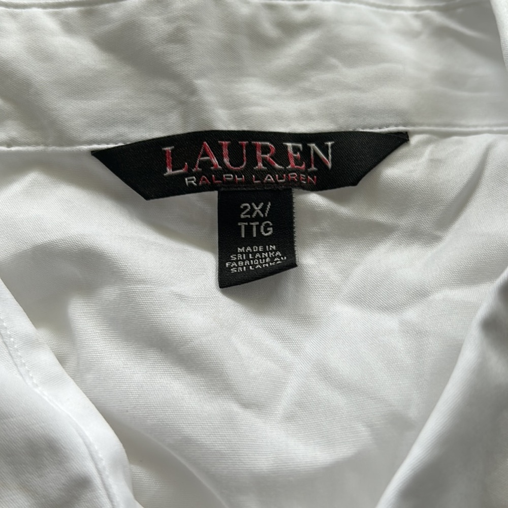 Lauren Ralph Lauren - White Button Down 3/4 Sleeve Blouse - Size 2X - Picture 5 of 5